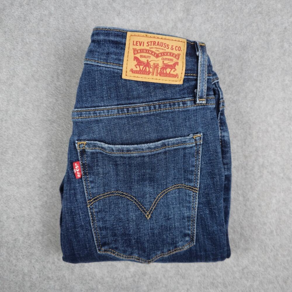 Levi's 721 Womens 27x28 High Rise Skinny Jeans Medium Wash Distressed